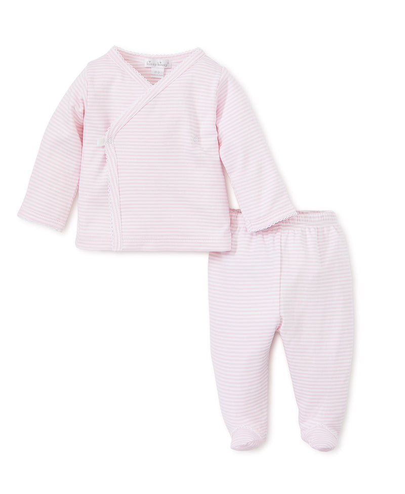 Pink Stripes Footed Pant Set