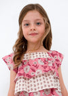 GIRLS PEONY FLORAL RUFFLE TOP