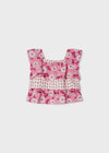 GIRLS PEONY FLORAL RUFFLE TOP