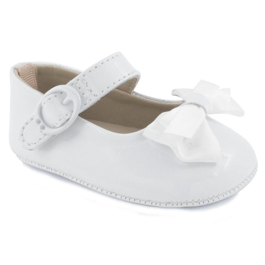 MCKENNA WHITE PATENT WITH BOW MARYJANE BABY SHOE