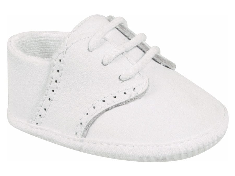 LINDEN WHITE LEATHER SADDLE OXFORD BABY SHOE