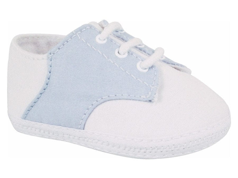 BRAXTON WHITE & BLUE COTTON SADDLE OXFORD BABY SHOE