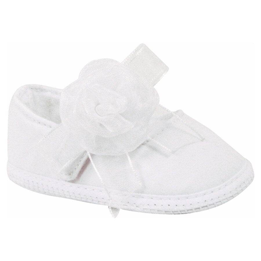 HADLEY WHITE BROADCLOTH FLOWER BOW BABY SHOE