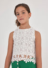 TWEEN DAISY CROCHET WHITE TOP
