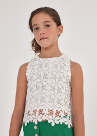 TWEEN DAISY CROCHET WHITE TOP
