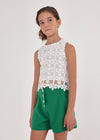 TWEEN DAISY CROCHET WHITE TOP
