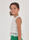 TWEEN DAISY CROCHET WHITE TOP
