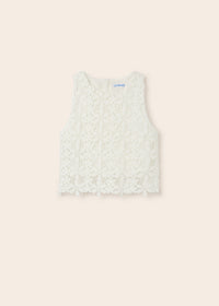 TWEEN DAISY CROCHET WHITE TOP