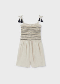 TWEEN SMOCKED LINEN ROMPER