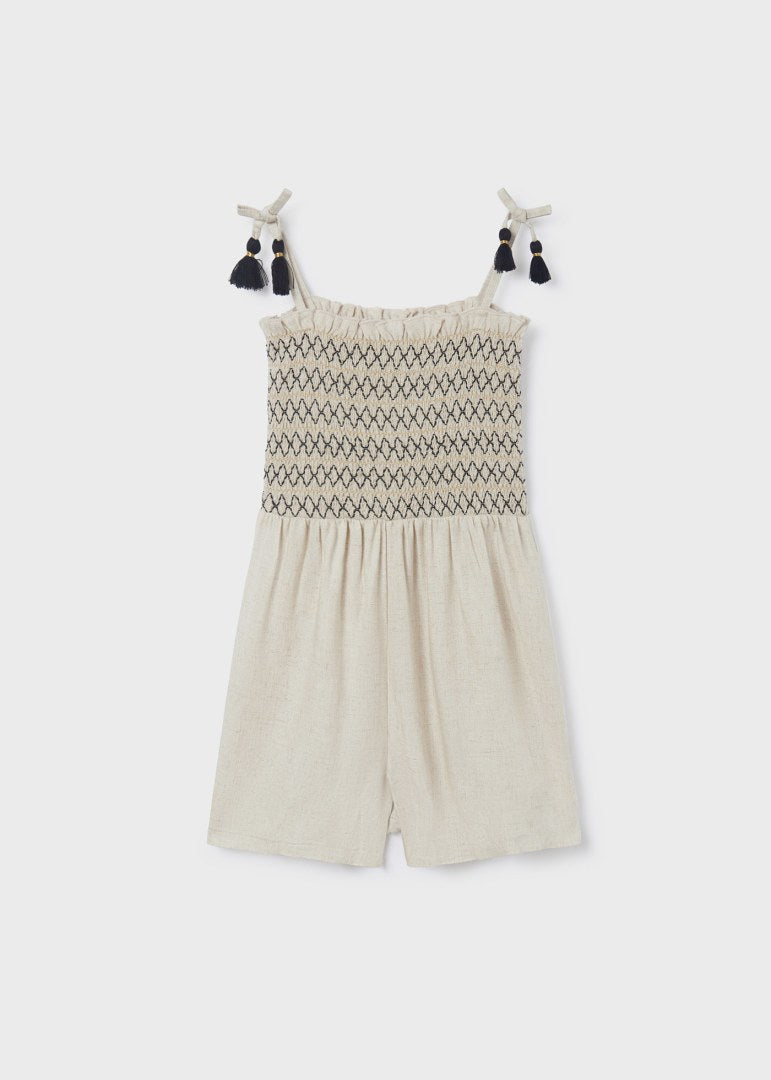 TWEEN SMOCKED LINEN ROMPER