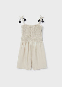 TWEEN SMOCKED LINEN ROMPER