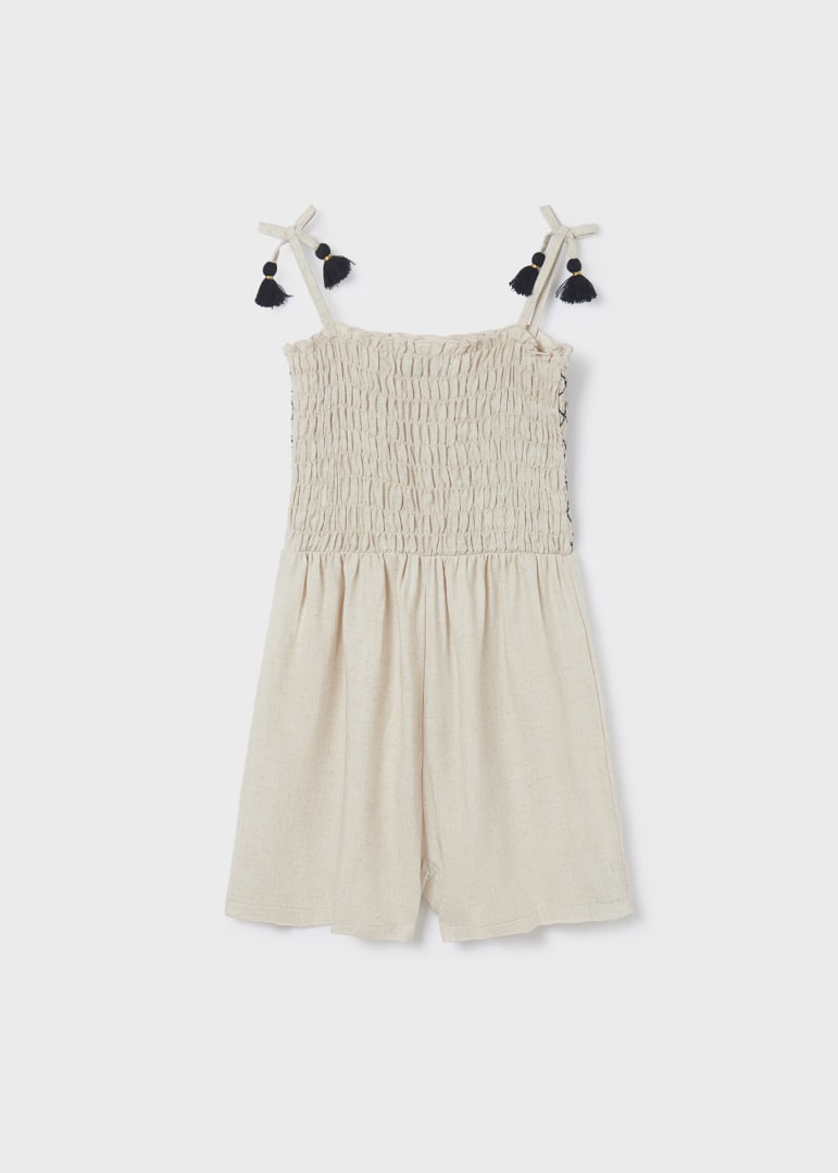 TWEEN SMOCKED LINEN ROMPER