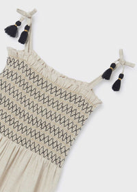 TWEEN SMOCKED LINEN ROMPER