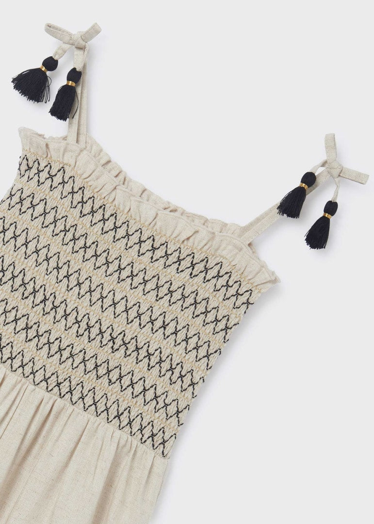 TWEEN SMOCKED LINEN ROMPER