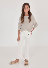 TWEEN WHITE CROPPED FRAYED HEM PANT