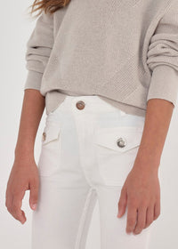 TWEEN WHITE CROPPED FRAYED HEM PANT