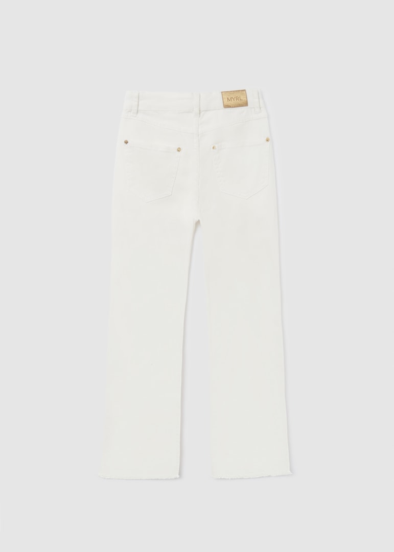 TWEEN WHITE CROPPED FRAYED HEM PANT