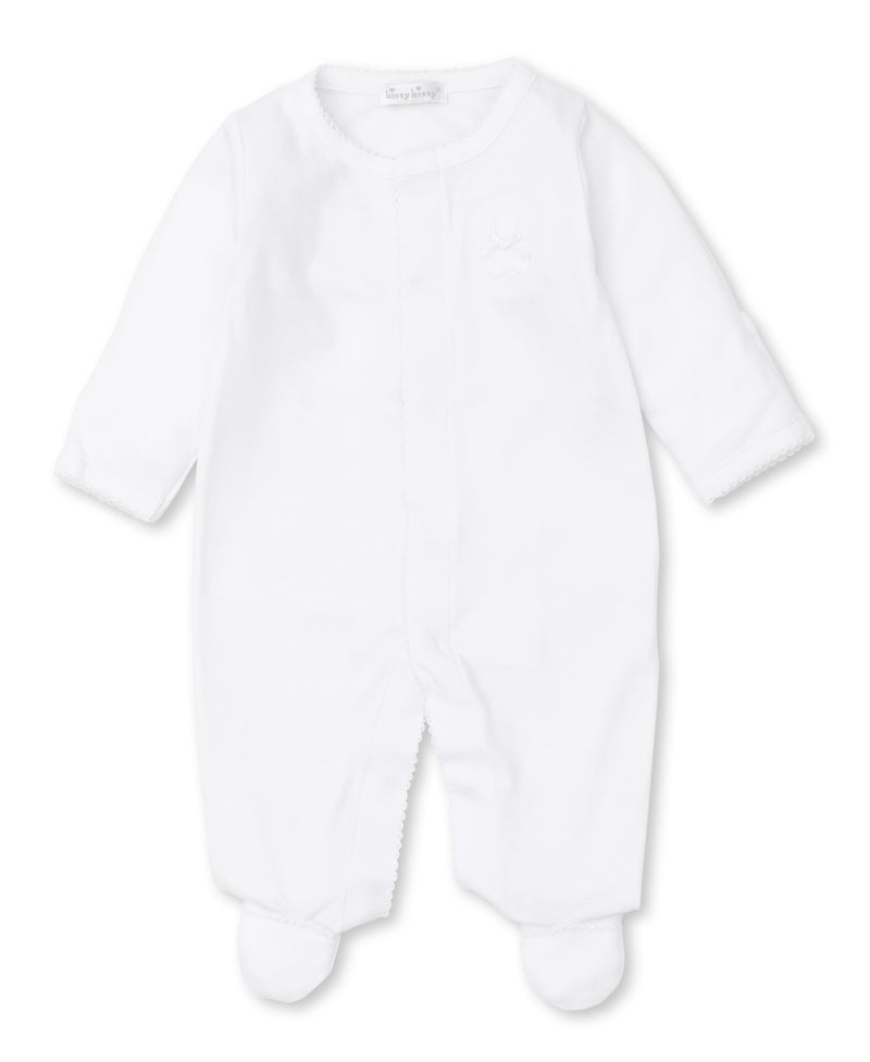 PIQUE TEDDY BEARS EMBROIDERED FOOTIE