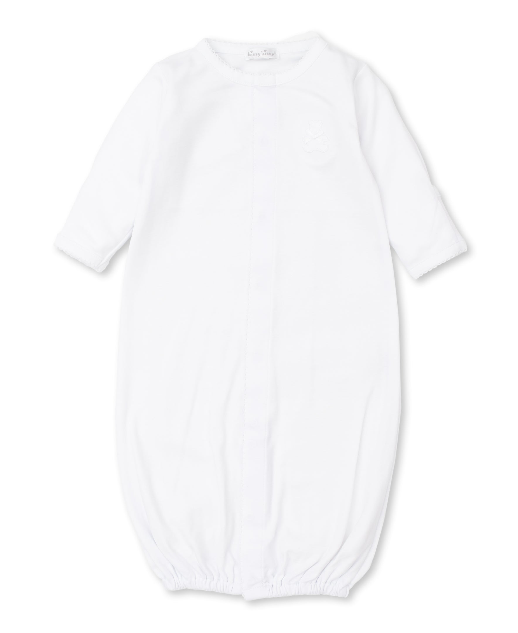 PIQUE TEDDY BEAR EMBROIDERED CONVERTER GOWN