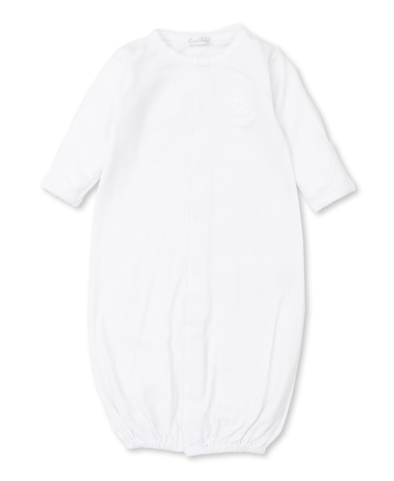 PIQUE TEDDY BEAR EMBROIDERED CONVERTER GOWN