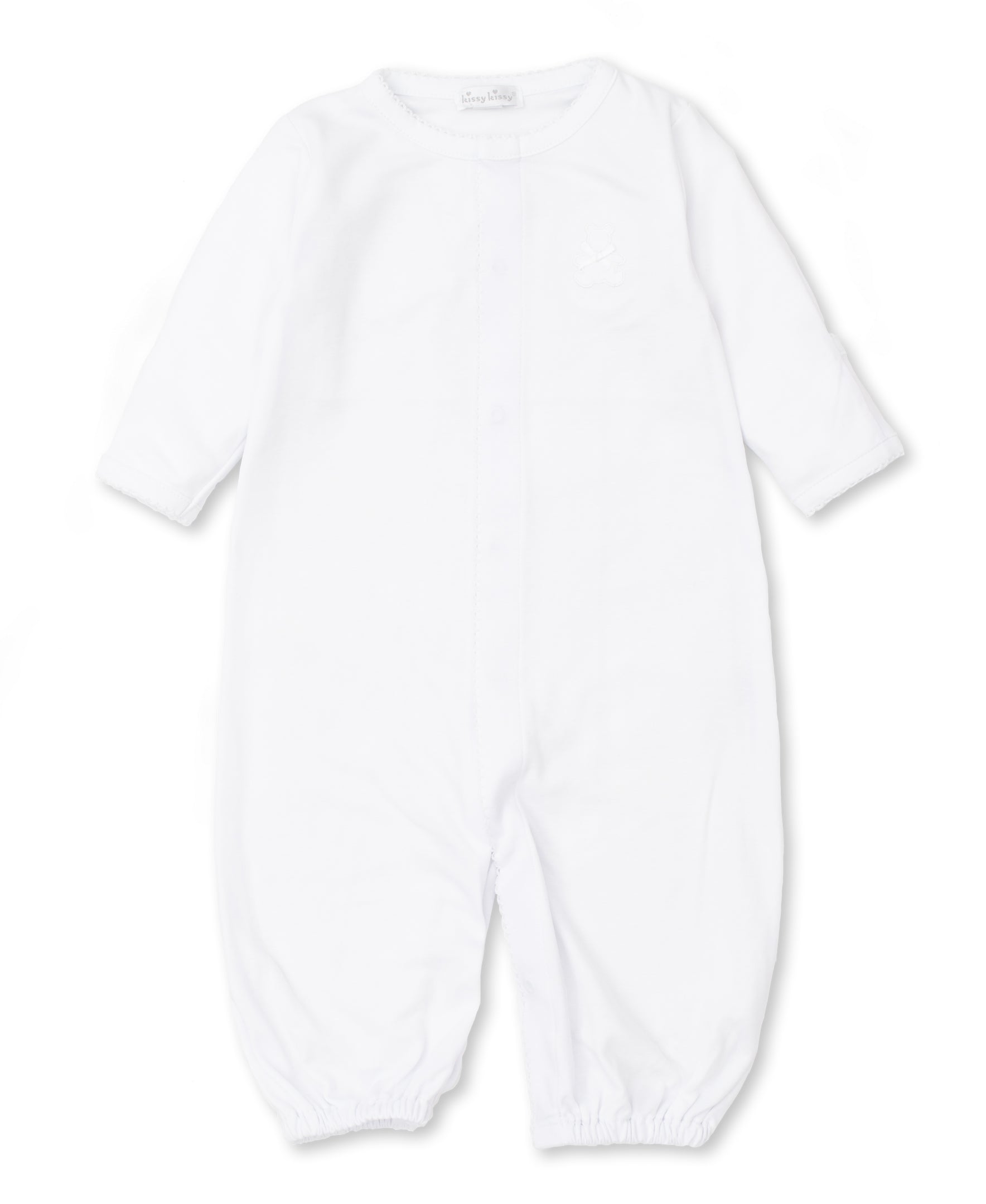 PIQUE TEDDY BEAR EMBROIDERED CONVERTER GOWN
