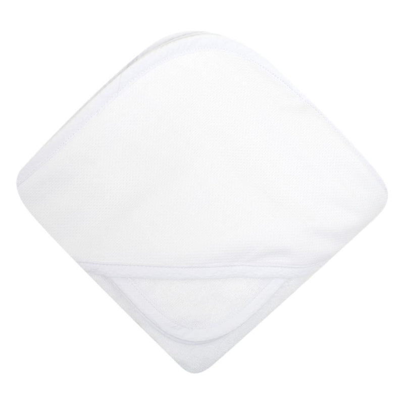 White Seersucker Stripe Pique Hooded Towel Set